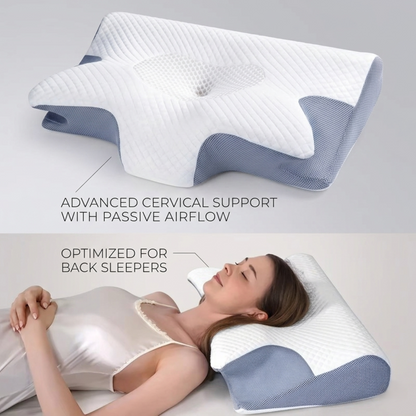 Cervical Neck Pillow for Pain Relief | Butterfly Memory Foam Contour Pillow | Ergonomic Orthopedic Support for Side & Stomach Sleepers Alphinea