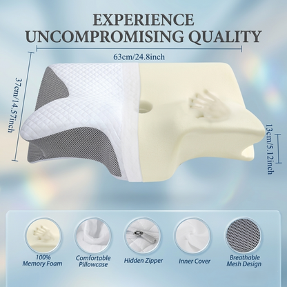 Cervical Neck Pillow for Pain Relief | Butterfly Memory Foam Contour Pillow | Ergonomic Orthopedic Support for Side & Stomach Sleepers Alphinea