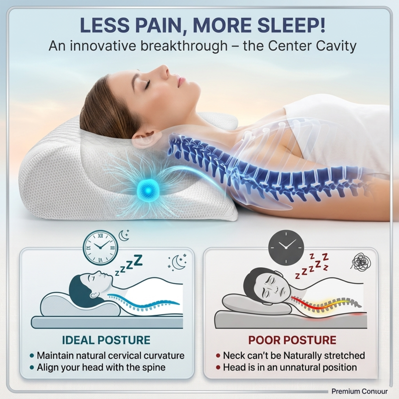 Cervical Neck Pillow for Pain Relief | Butterfly Memory Foam Contour Pillow | Ergonomic Orthopedic Support for Side & Stomach Sleepers Alphinea