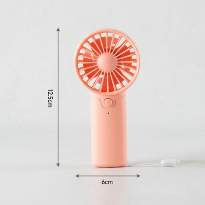 Product dimensions for the Alphinea mini fan showing a height of 13.5cm and width of 6cm.