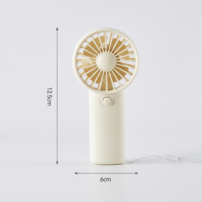 Product dimensions for the Alphinea mini fan showing a height of 13.5cm and width of 6cm.