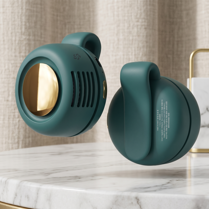 Alphinea Mini Whirlwind green portable waist clip fan featuring a hands-free snap-on design and 3-speed silent strong wind performance.
