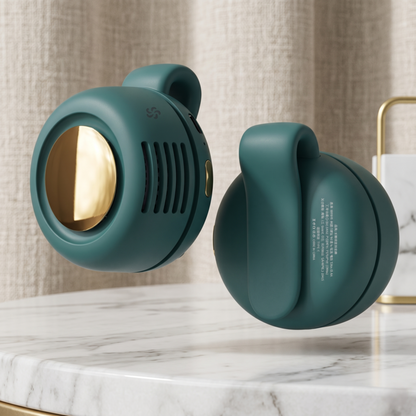 Alphinea Mini Whirlwind green portable waist clip fan featuring a hands-free snap-on design and 3-speed silent strong wind performance.