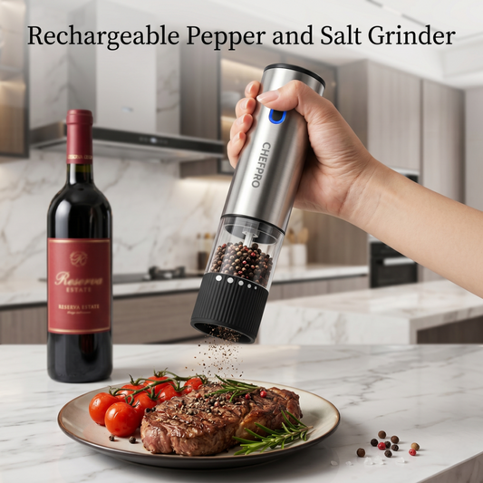 Electric Salt and Pepper Grinder Automatic Rechargeable Pepper Mill Shakers Adjustable Coarseness Kitchen Appliances Alphinea Store