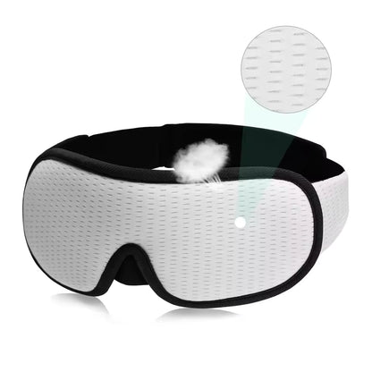 Alphinea 3D sleep mask in white, showcasing a close-up of the featherweight, skin-friendly breathable mesh fabric.