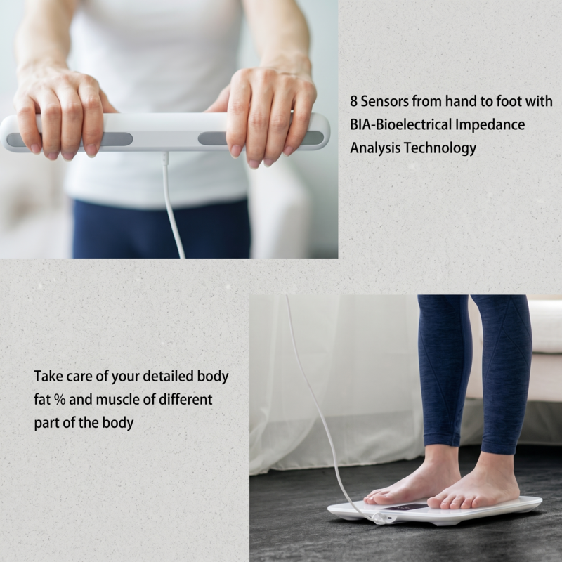 8-sensor bioelectrical impedance analysis technology for precise body fat and muscle measurement