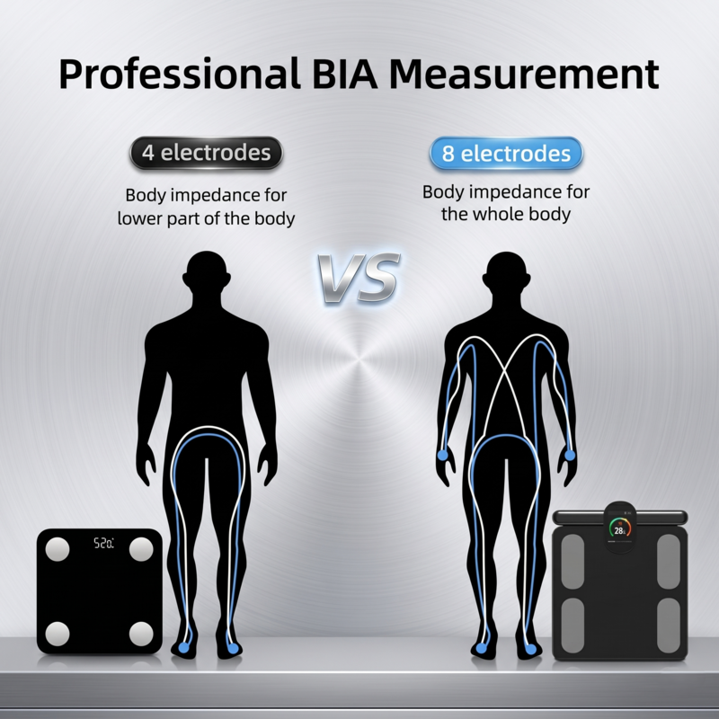 Technologie de mesure BIA professionnelle sur la balance intelligente Alphinea pour une analyse corporelle complète.