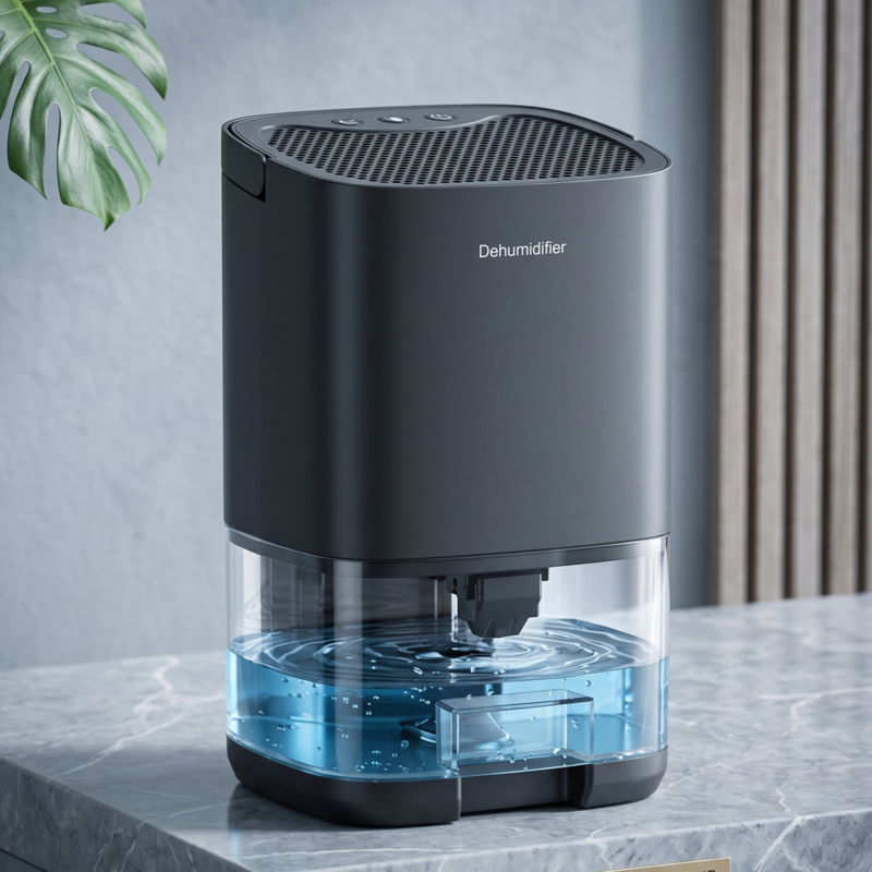 Black Alphinea high-efficiency moisture extractor in a modern home setting, actively preventing mold and neutralizing excess humidity for respiratory health.