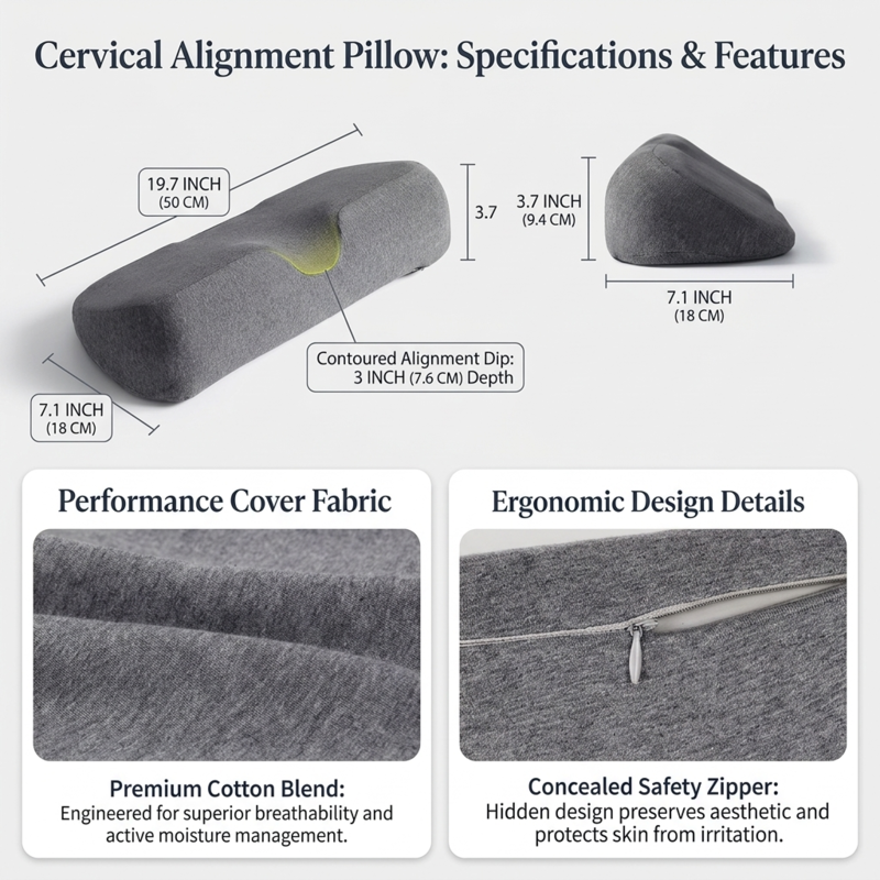 Cervical Pillow for Neck Pain Relief | Ergonomic Memory Foam Contour Pillow | Orthopedic Neck Support for Side Sleepers Alphinea