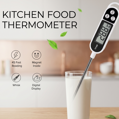 Thermomètre alimentaire numérique de cuisine Alphinea pour tester la température du lait, avec une lecture rapide en 4 secondes, un aimant intégré et un affichage numérique à contraste élevé.