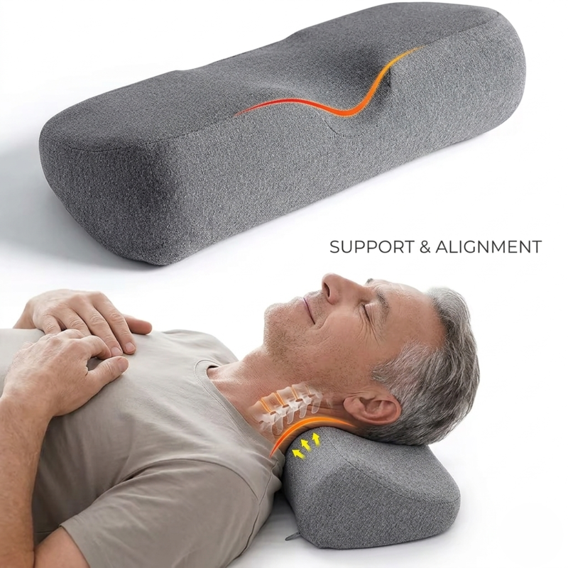 Cervical Pillow for Neck Pain Relief | Ergonomic Memory Foam Contour Pillow | Orthopedic Neck Support for Side Sleepers Alphinea