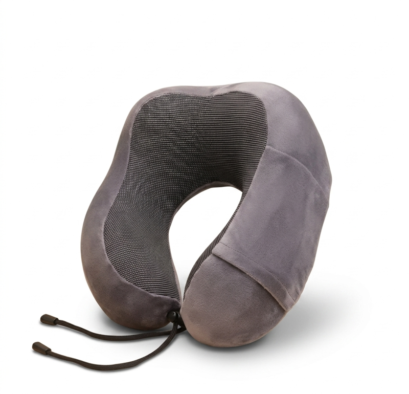Brown Alphinea Essential U-Series travel neck pillow designed for deep-sleep density and cervical spine stabilization during long flights.