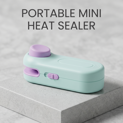 La mini-scelleuse thermique portable Alphinea bleu clair est présentée sur un podium carré en pierre grise, mettant en valeur son design élégant, ergonomique et léger.