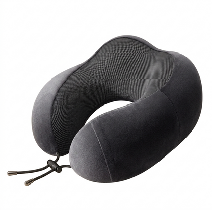 Black Alphinea Essential U-Series travel pillow providing a firm, plush foundation and ultimate neck support for travel or total home relaxation.