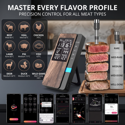 Trådlös köttermometer digital Bluetooth-prob med LCD-skärm och mobilapp för grill Alphinea Store