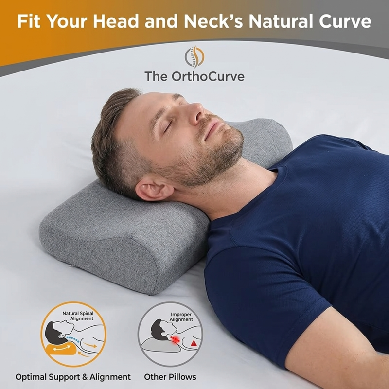 Cervical Pillow for Neck Pain Relief | Ergonomic Memory Foam Contour Pillow | Orthopedic Neck Support for Side Sleepers Alphinea