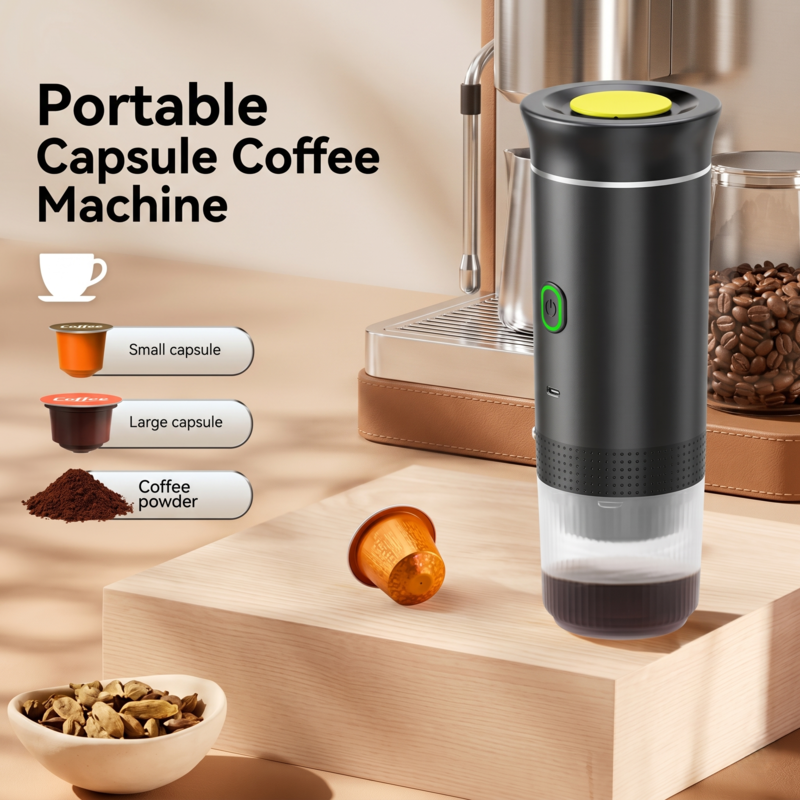Wireless Electric Portable Espresso Coffee Machine for Car & Home Camping Coffee Maker 3-in-1 Capsule Powder Travel Coffee Maker Alphinea Store