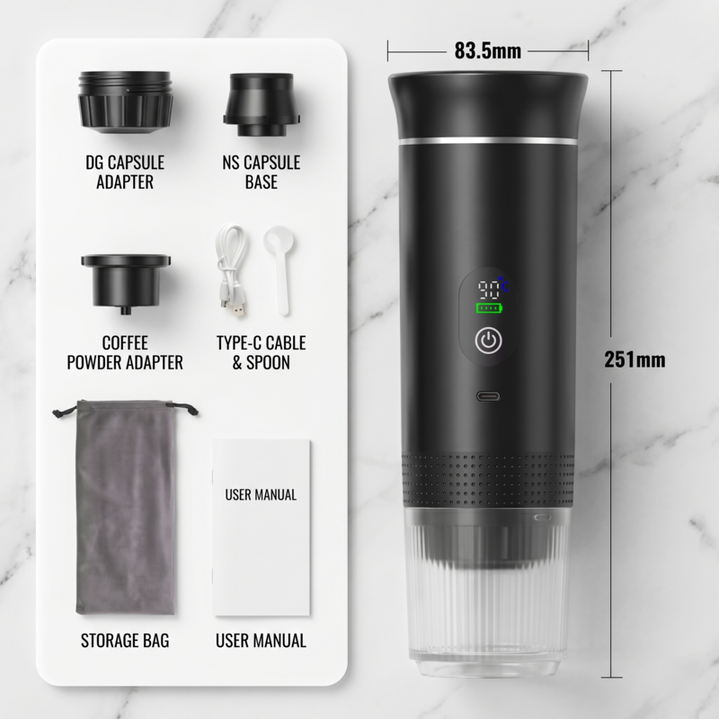 Wireless Electric Portable Espresso Coffee Machine for Car & Home Camping Coffee Maker 3-in-1 Capsule Powder Travel Coffee Maker Alphinea Store