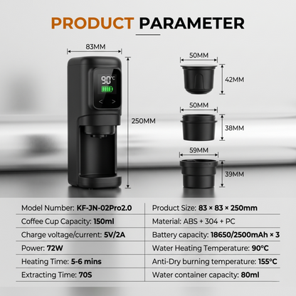 Wireless Electric Portable Espresso Coffee Machine for Car & Home Camping Coffee Maker 3-in-1 Capsule Powder Travel Coffee Maker Alphinea Store