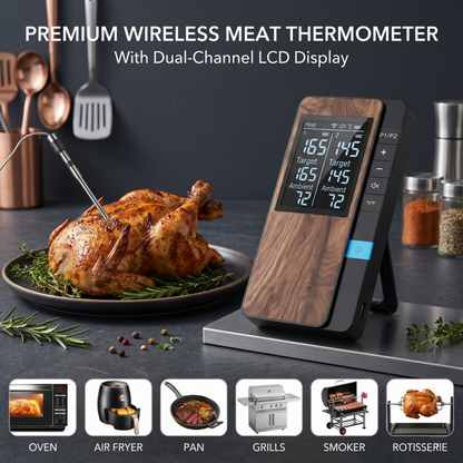 Trådlös köttermometer digital Bluetooth-prob med LCD-skärm och mobilapp för grill Alphinea Store