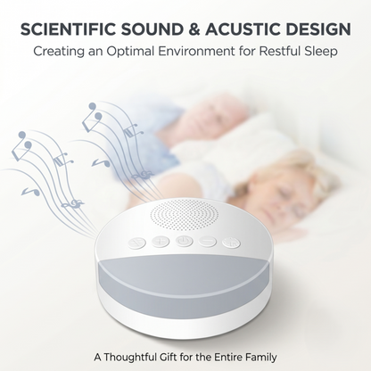Schéma illustrant la conception acoustique scientifique de la machine de sommeil Alphinea, montrant les ondes sonores se projetant vers le haut pour créer un environnement optimal pour un sommeil réparateur.
