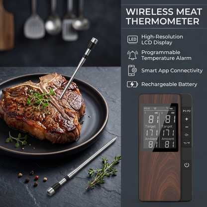 Trådlös köttermometer digital Bluetooth-prob med LCD-skärm och mobilapp för grill Alphinea Store