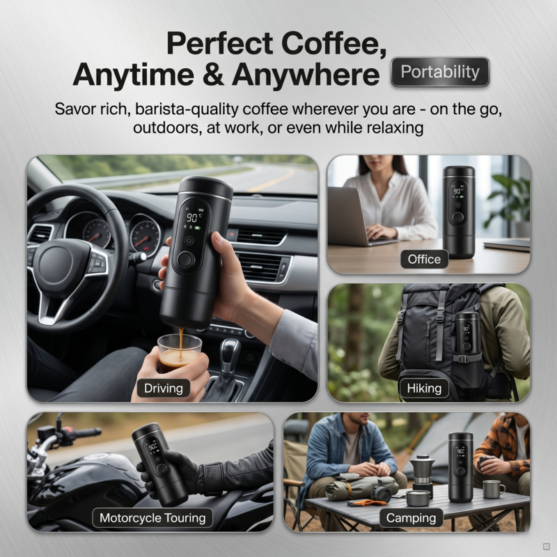 Wireless Electric Portable Espresso Coffee Machine for Car & Home Camping Coffee Maker 3-in-1 Capsule Powder Travel Coffee Maker Alphinea Store