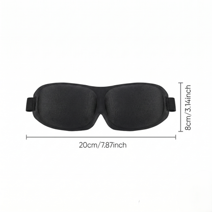 Size dimensions of the black Alphinea 3D sleep mask, measuring 20 centimeters wide and 8 centimeters high for a perfectly proportioned, low-profile fit.