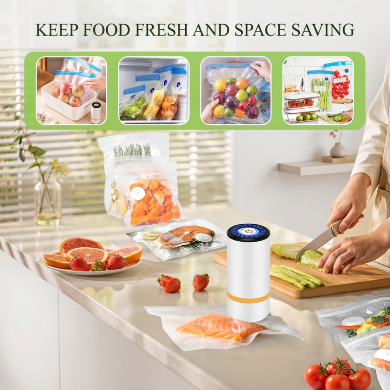 Vacuum Sealer Pump Electric Air Pump with Reusable Vacuum Sealer Bags Food Packaging Bag Alphinea Store