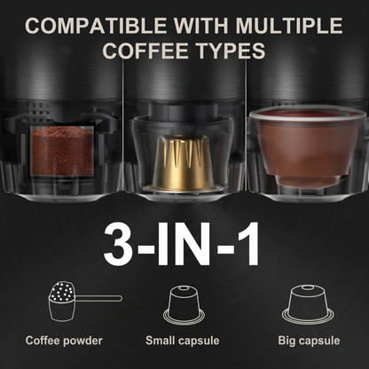 Wireless Electric Portable Espresso Coffee Machine for Car & Home Camping Coffee Maker 3-in-1 Capsule Powder Travel Coffee Maker Alphinea Store