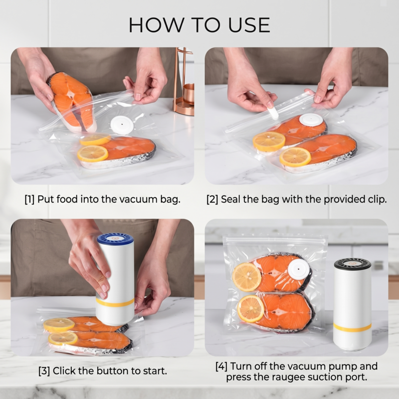 Vacuum Sealer Pump Electric Air Pump with Reusable Vacuum Sealer Bags Food Packaging Bag Alphinea Store