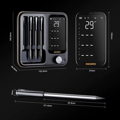Truly Wireless Meat Thermometer 2 Types Waterproof Digital Food Thermometer for Turkey Beef Rotisserie Grill Oven BBQ Alphinea Store