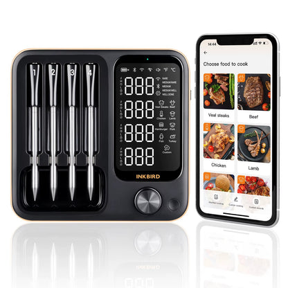 Truly Wireless Meat Thermometer 2 Types Waterproof Digital Food Thermometer for Turkey Beef Rotisserie Grill Oven BBQ Alphinea Store
