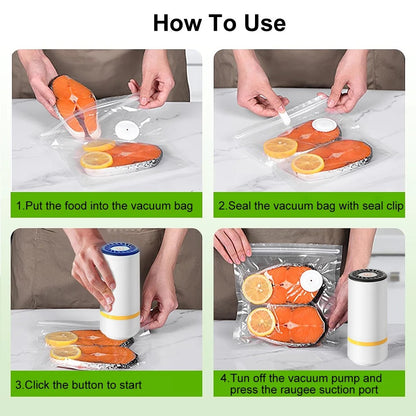 Vacuum Sealer Pump Electric Air Pump Rechargeable Automatic Sealing Machine with Reusable Vacuum Sealer Bags Food Packaging Bag Alphinea Store