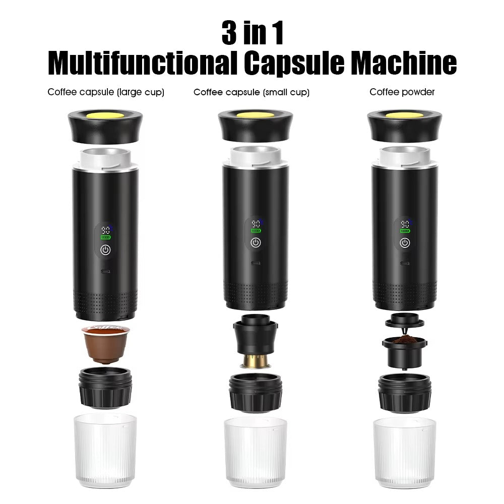 Wireless Electric Portable Espresso Coffee Machine for Car & Home Camping Coffee Maker 3-in-1 Capsule Powder Travel Coffee Maker Alphinea Store