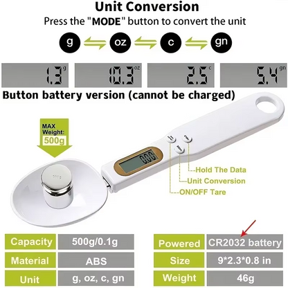 Mini Spoon Scale Digital Kitchen Scale Electronic LCD Food Scale 0.1-500g Cooking Flour Milk Coffee Powder Weight Measure Spoon Alphinea Store
