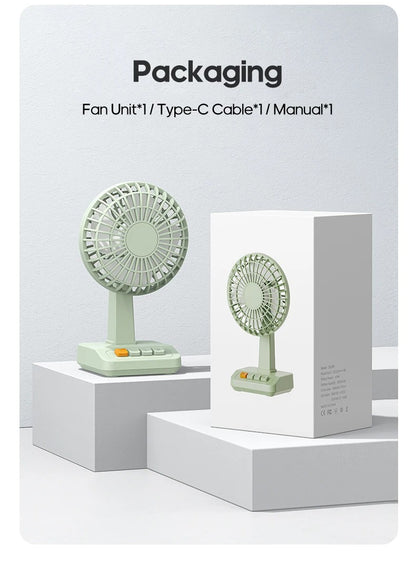 Vintage Desktop Fan 2000mAh 90° tilt Adjustable Mini Rechargeable Fan 5 Gear Speed for Home/Office/Student/Gift Alphinea Store