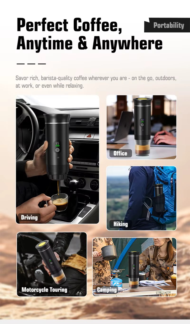 Wireless Electric Portable Espresso Coffee Machine for Car & Home Camping Coffee Maker 3-in-1 Capsule Powder Travel Coffee Maker Alphinea Store