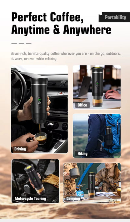 Wireless Electric Portable Espresso Coffee Machine for Car & Home Camping Coffee Maker 3-in-1 Capsule Powder Travel Coffee Maker Alphinea Store