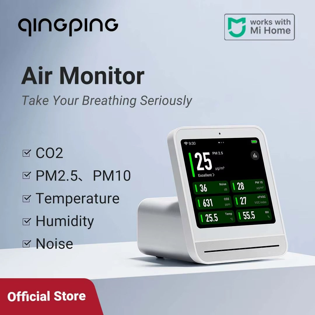 Air Monitor Gen 2, 7in1 Indoor Air Quality Meter Detects PM2.5,CO2,PM10,eTOVC,Noise,Temperature and Humidity,with Alarm Alphinea Store