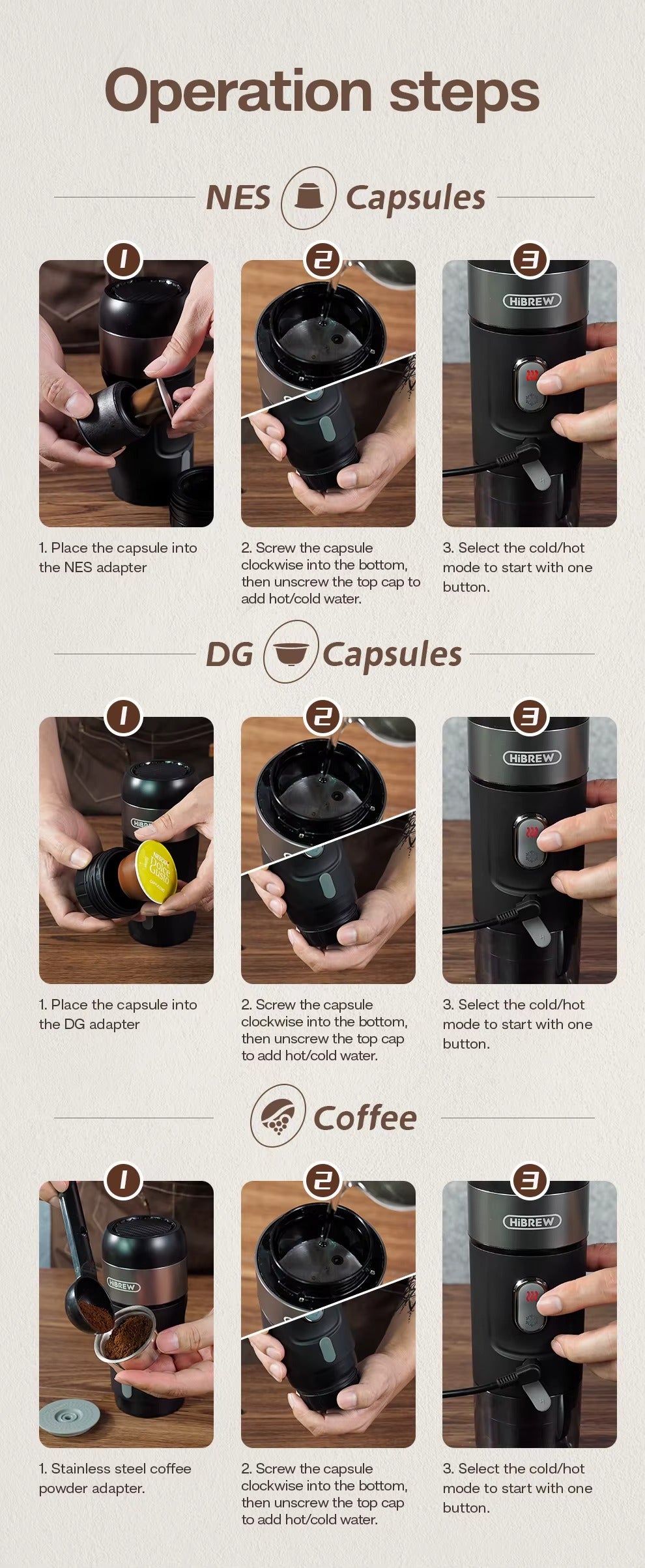 Portable Coffee Machine for Car & Home,DC12V Expresso Coffee Maker Fit Nexpresso Dolce Pod Capsule Coffee Powder H4A Alphinea Store