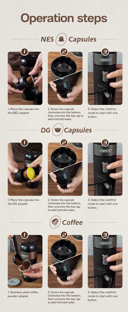 Portable Coffee Machine for Car & Home,DC12V Expresso Coffee Maker Fit Nexpresso Dolce Pod Capsule Coffee Powder H4A Alphinea Store