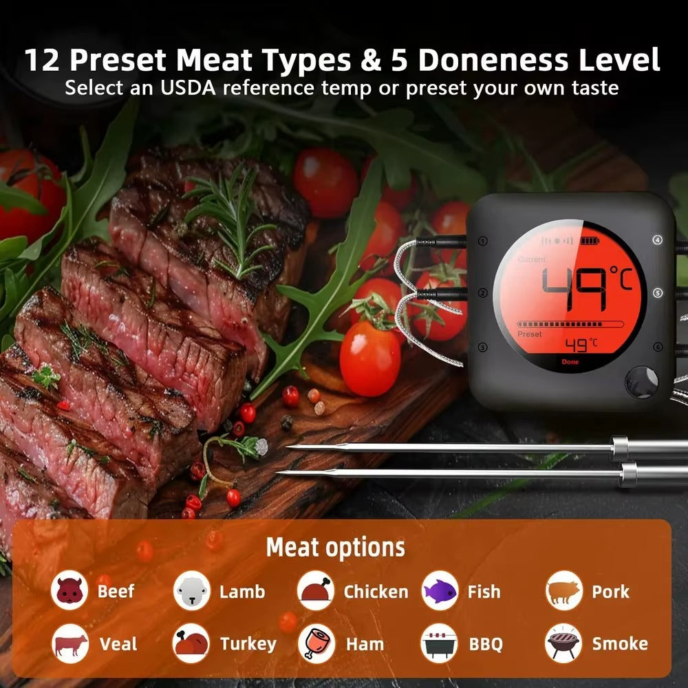 Bluetooth Meat Thermometer Digital BBQ Kitchen Thermometer Support 6 Probe for Smoker Cooking Grill Oven Candy Alphinea Store