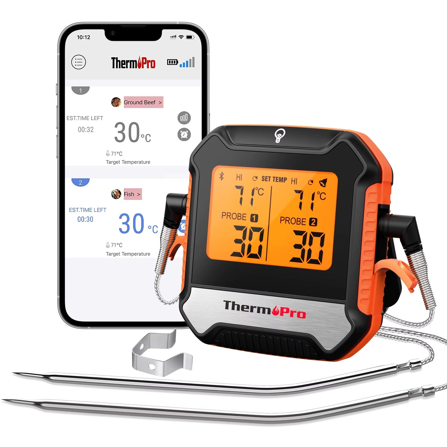 ThermoPro TP904 Bluetooth-connected APP Wireless 135M Dual Probes Digital Meat Thermometer, Kitchen Thermometer with Alarm Timer Alphinea Store