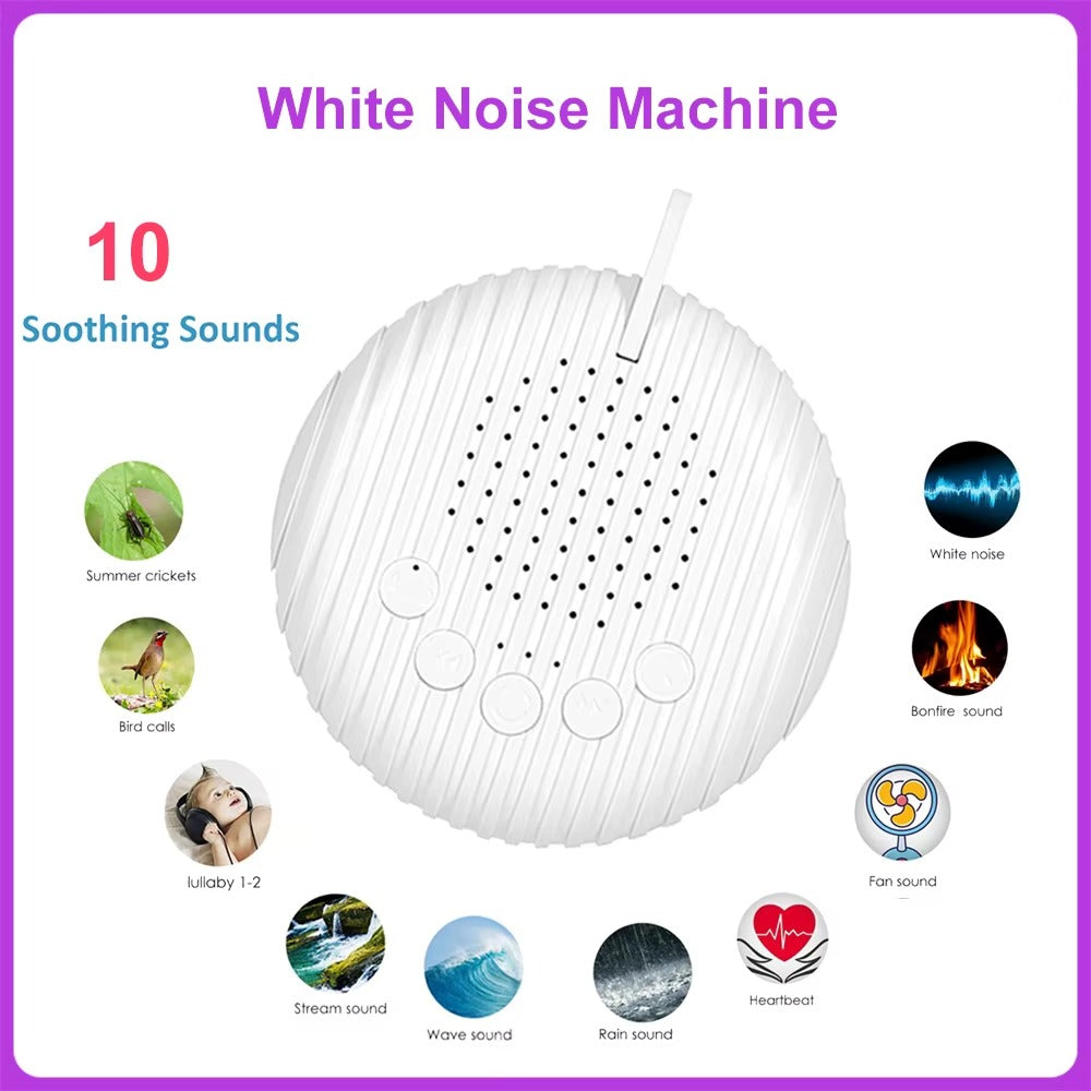 White Noise Sound Machine Portable Baby Sleep Machine 10 Soothing Sounds Volume Adjustable Built-in Rechargeable Battery USB Alphinea Store