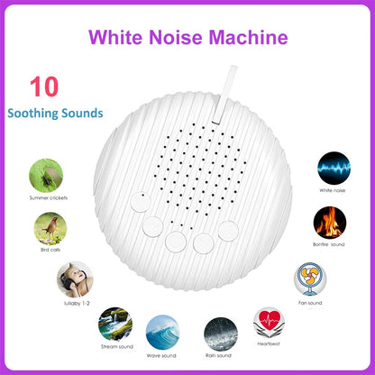 White Noise Sound Machine Portable Baby Sleep Machine 10 Soothing Sounds Volume Adjustable Built-in Rechargeable Battery USB Alphinea Store