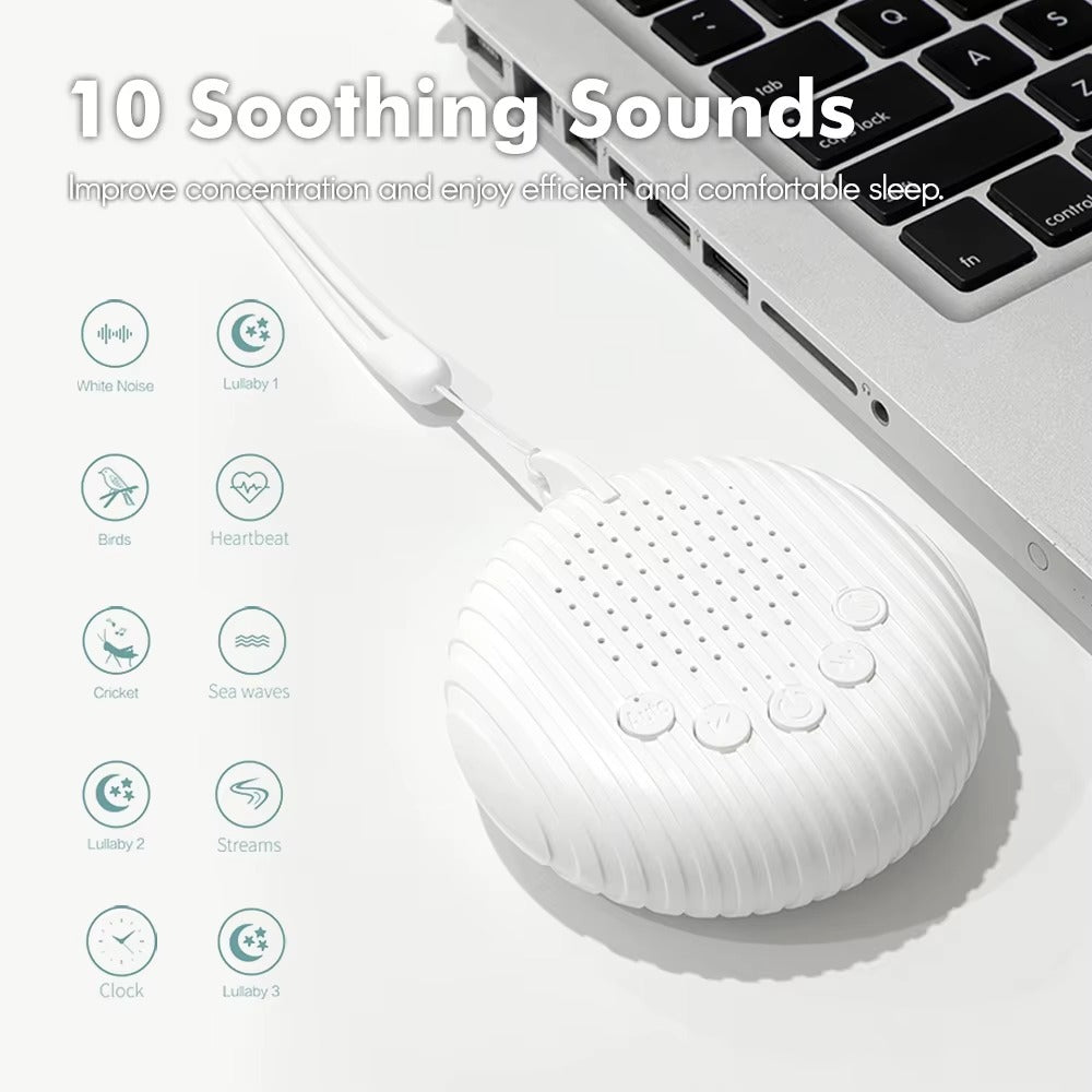 White Noise Sound Machine Portable Baby Sleep Machine 10 Soothing Sounds Volume Adjustable Built-in Rechargeable Battery USB Alphinea Store