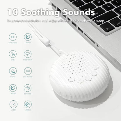 White Noise Sound Machine Portable Baby Sleep Machine 10 Soothing Sounds Volume Adjustable Built-in Rechargeable Battery USB Alphinea Store