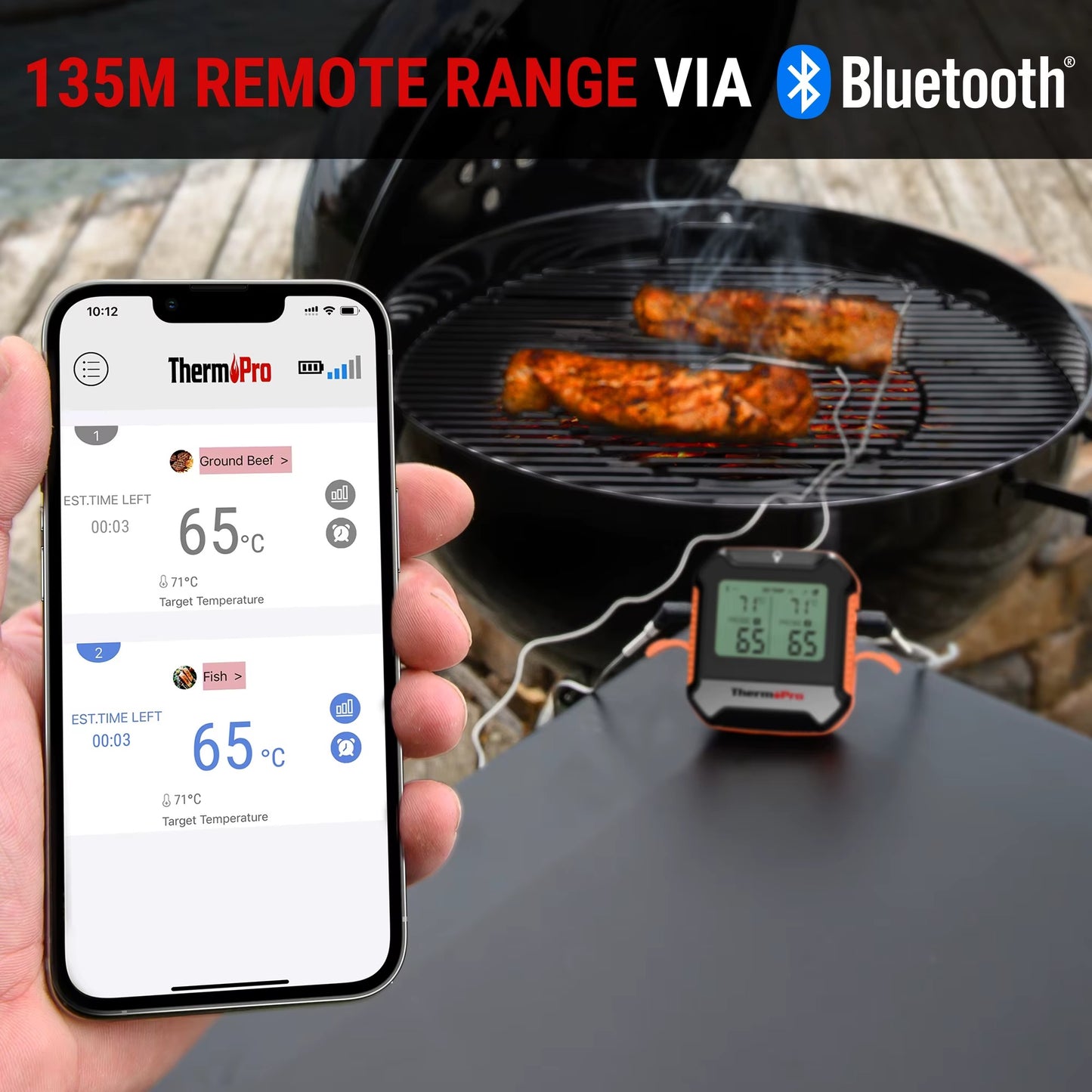 ThermoPro TP904 Bluetooth-connected APP Wireless 135M Dual Probes Digital Meat Thermometer, Kitchen Thermometer with Alarm Timer Alphinea Store