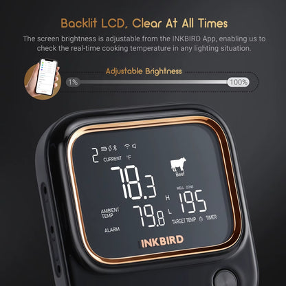 INKBIRD WiFi Bluetooth BBQ Thermometer with 4 Probes APP Remote Controlled Household Kitchen Meat Thermometer Alphinea Store